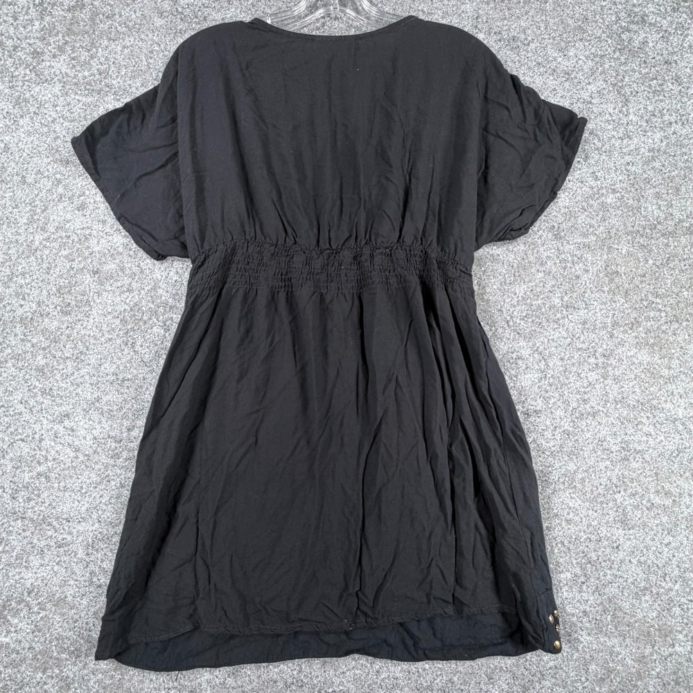 Angie Mini Dress Womens XL Black Studded Short Sleeve Casual Party Wear V Neck - Picture 5 of 16